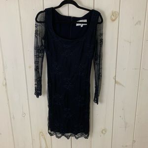 Chetta B Evening | Navy Lace Cocktail Dress